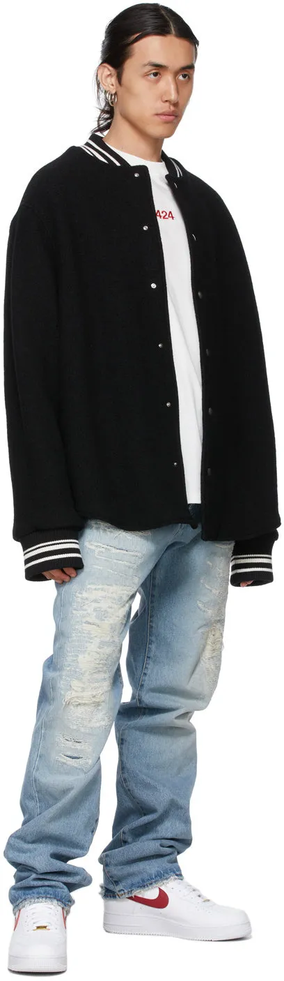 424 Blue Distressed Straight-Leg Jeans