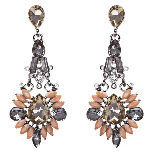 Beautiful Crystal Rhinestone Bead Multi Shape Dangle Drop Fashion Earrings Brown