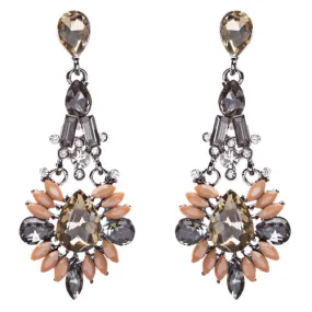 Beautiful Crystal Rhinestone Bead Multi Shape Dangle Drop Fashion Earrings Brown
