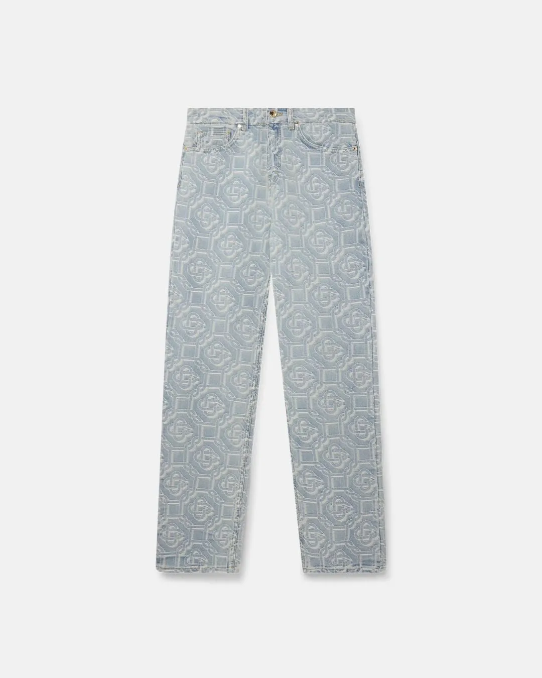 Casablanca Women Monogram Straight Leg Jeans Light Blue