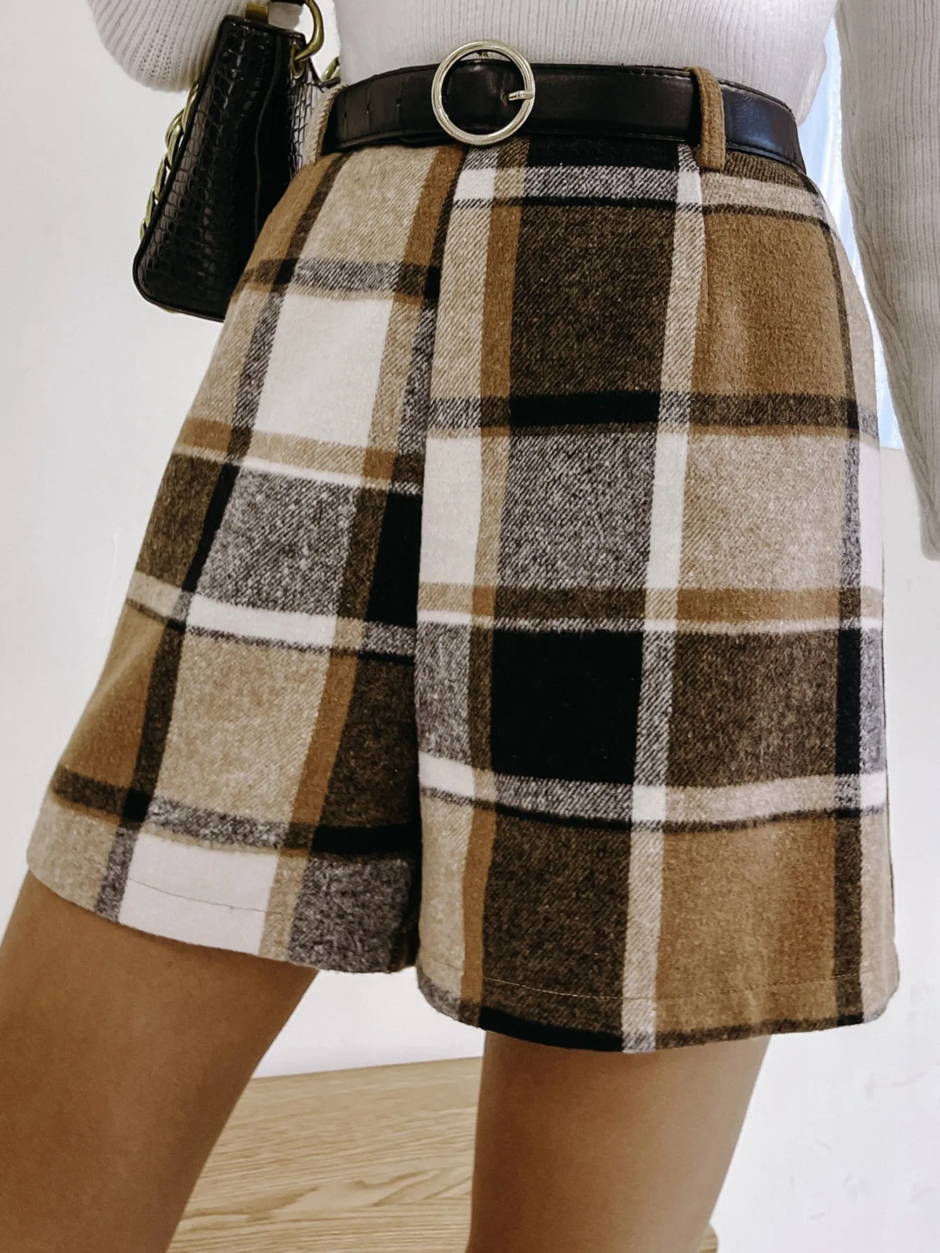 Casual Plaid Natural Women Shorts