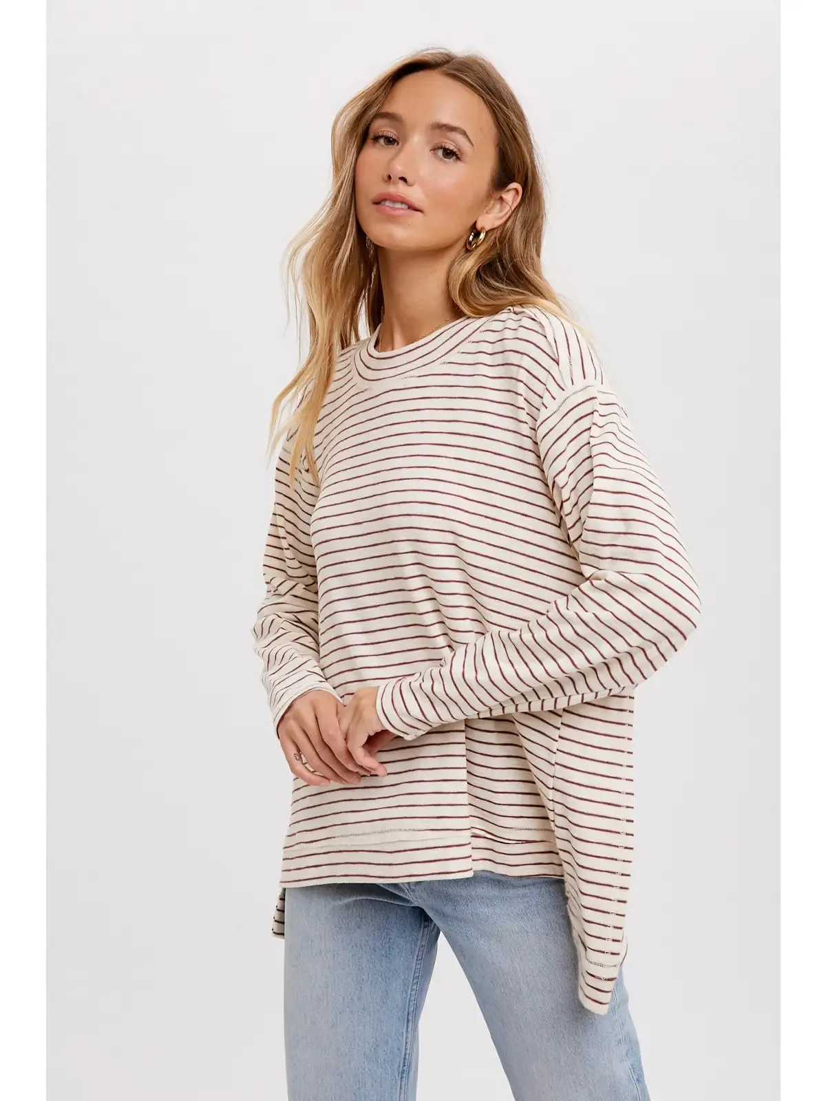 Crewneck Stripe Top -Oatmeal