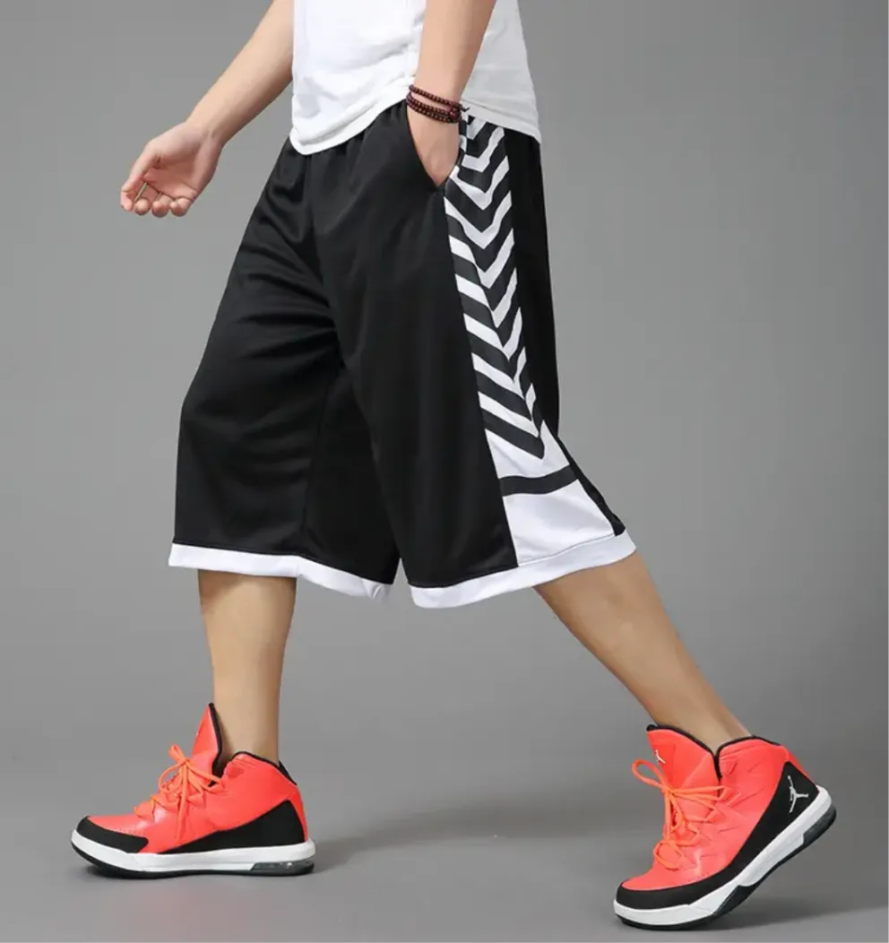 Fashion Summer Men Shorts Basketball Large Casual Hip Hop Elastic Thin Elastic Waist Loose Striped Plus Size 2XL S1513744