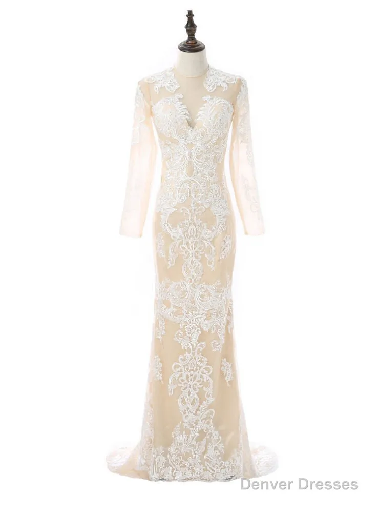 Formal Celebrity Dresses Mermaid Deep V-neck Long Sleeves Slit Sexy Long Evening Dresses