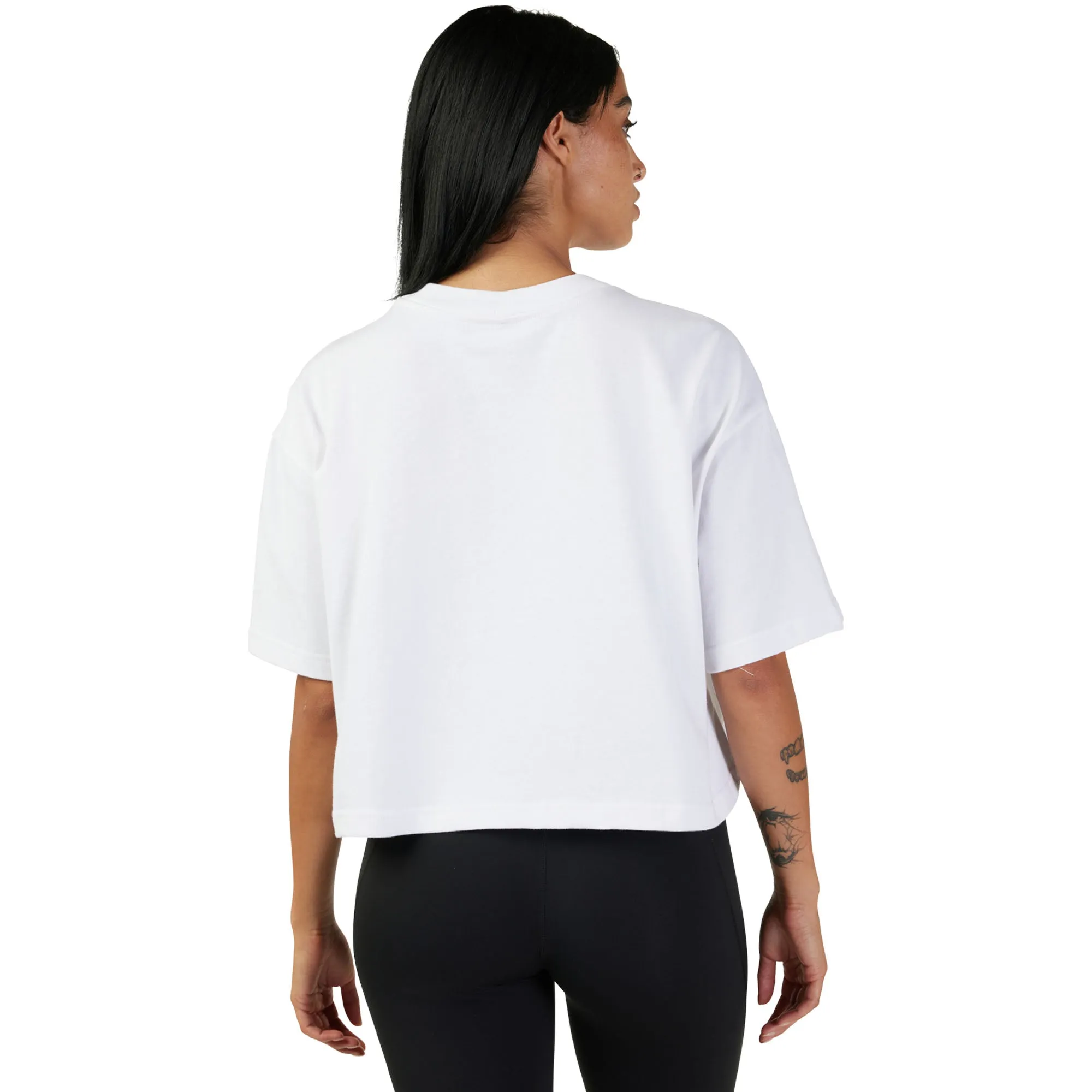 Fox Racing  Womens Wordmark Premium Crop Tee Oversized Ultra-Soft T-Shirt White