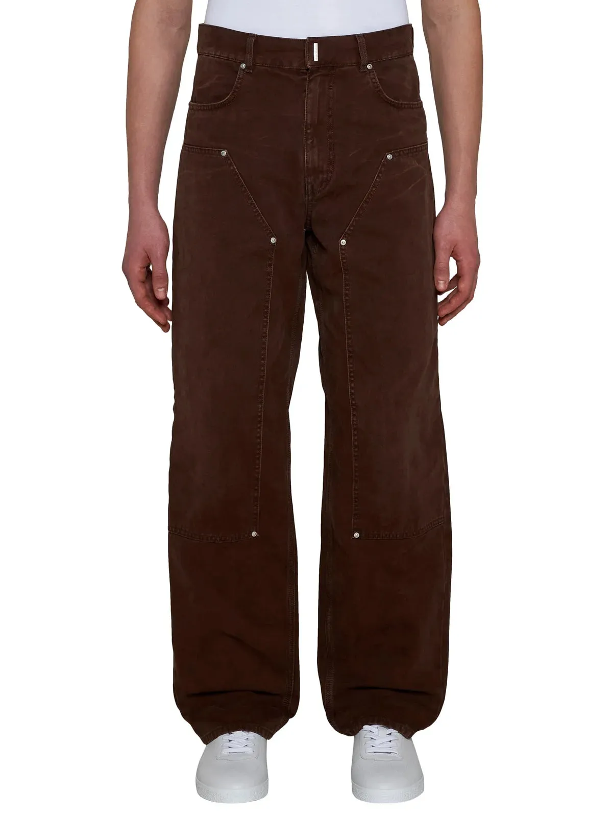 Givenchy Logo Plaque Straight-Leg Jeans Brown