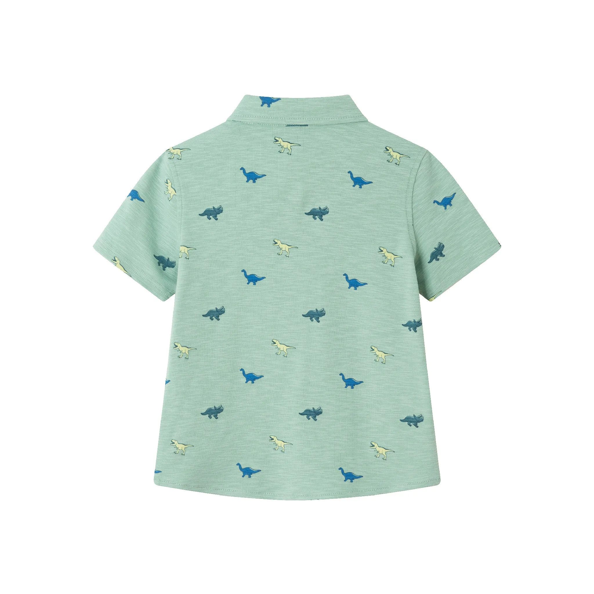 Kids (2-7) Knit Buttondown & Hybrid Short Set | Dinosaur Print