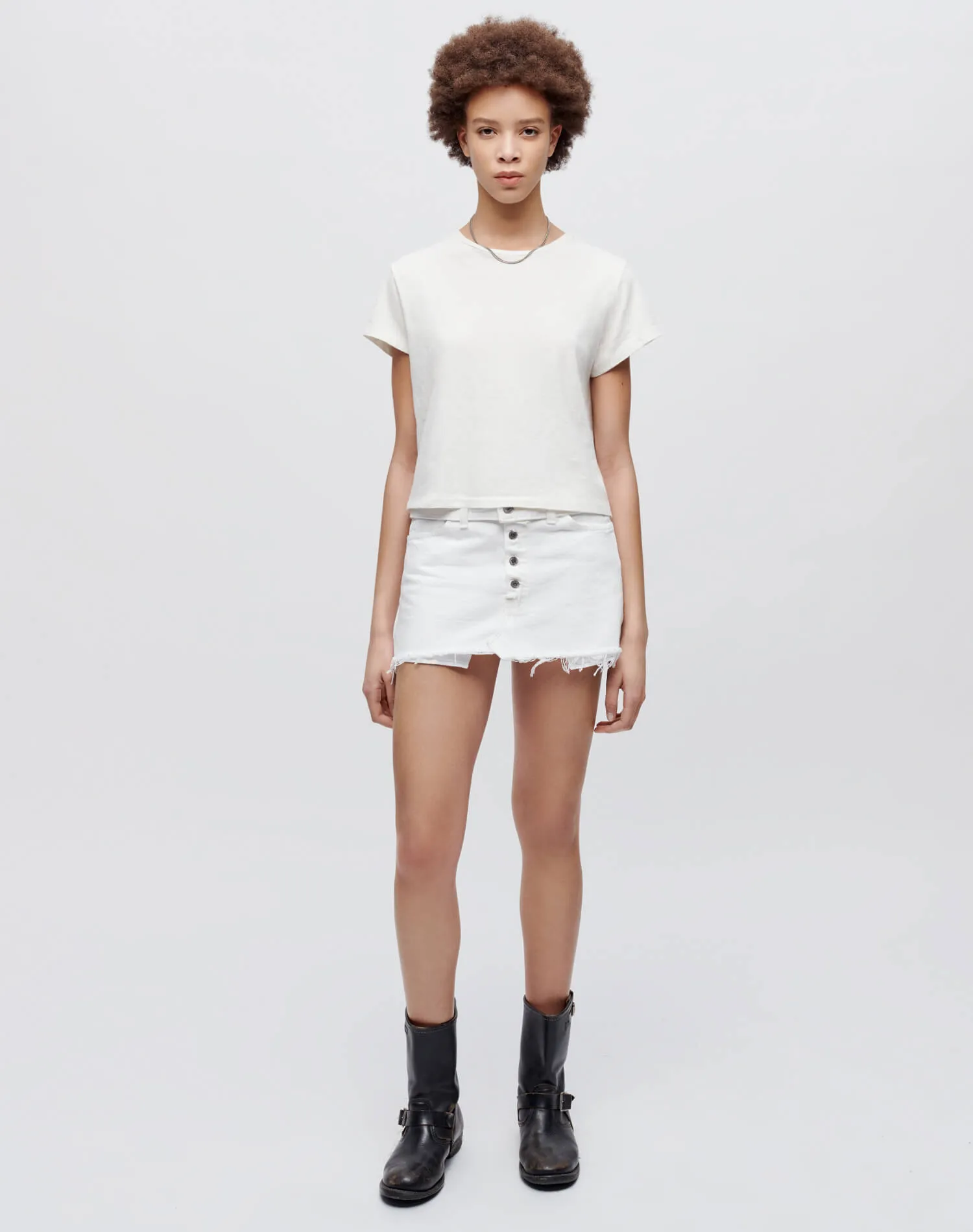 Levi's Raw Waist Mini Skirt - White