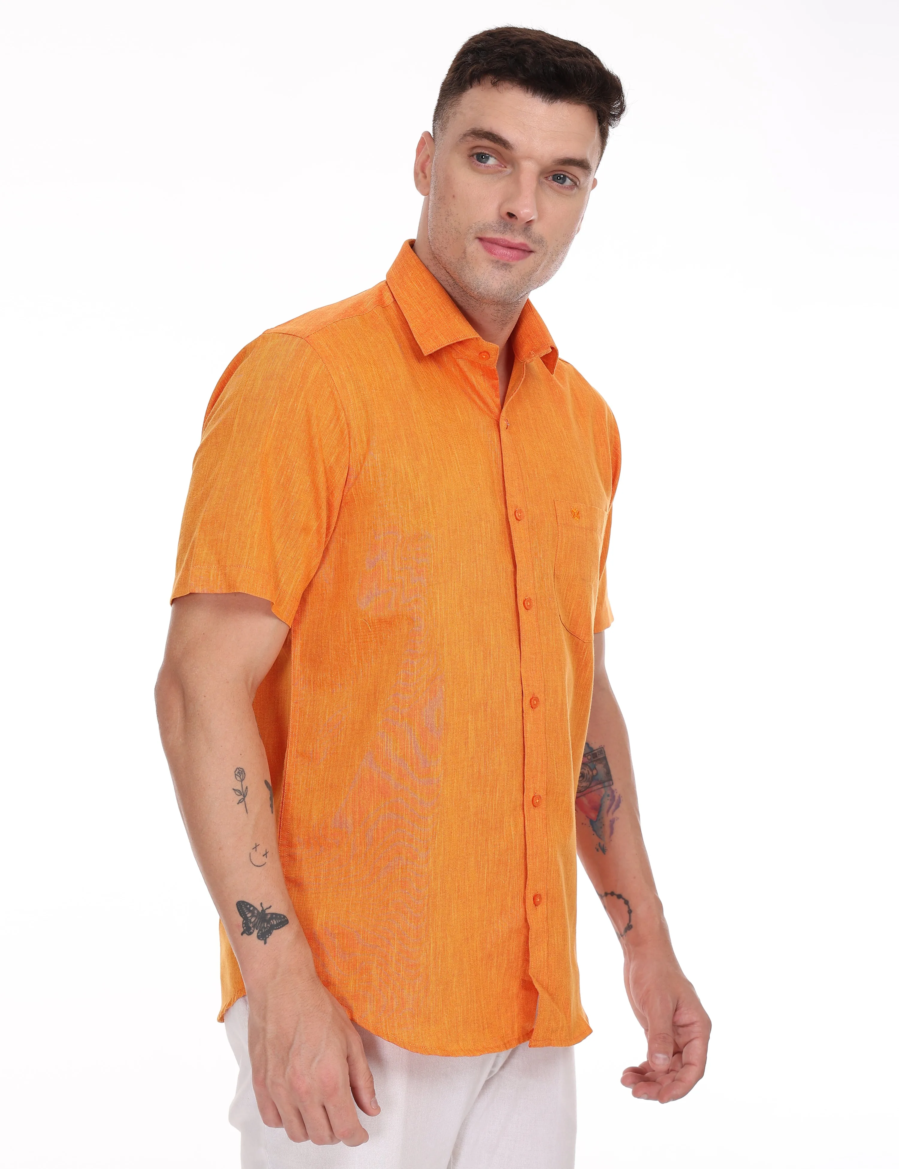 Linseed Cotton Colour Shirt Half Sleeve - 17005