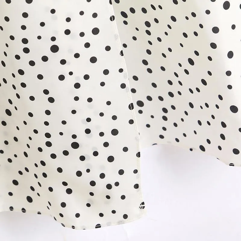 Vintage Plunge Casual Polka Dot Maxi Dress Long